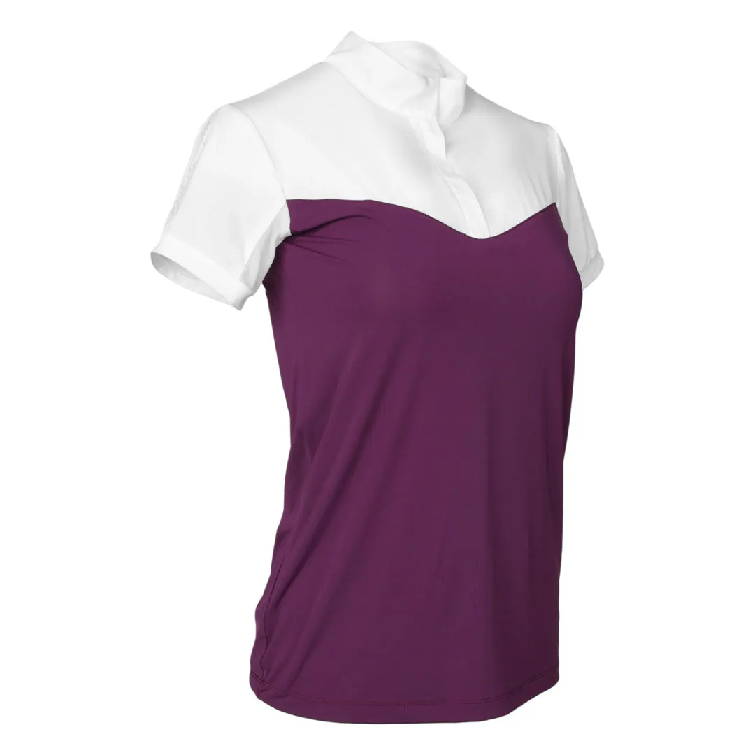 Dapplebay Lady 1/4 Zip wedstrijdshirt korte mouw wit/plum