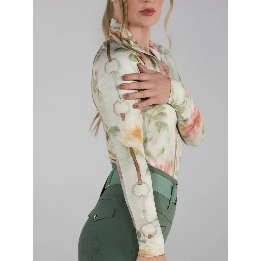 Dapplebay Vintage Floral rijshirt 1/4 zip lange mouw bloemen