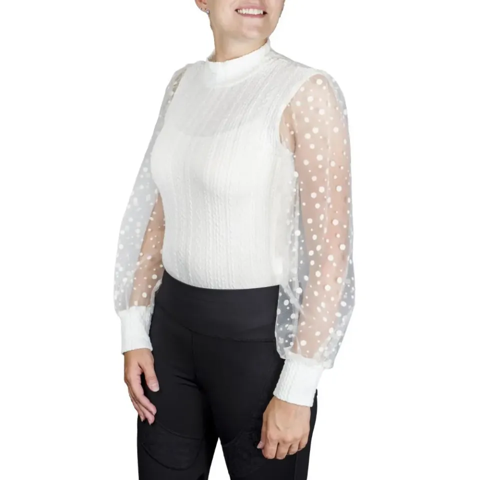 Equine Couture Spicy Girl Cinnamon shirt lange mouw wit kant