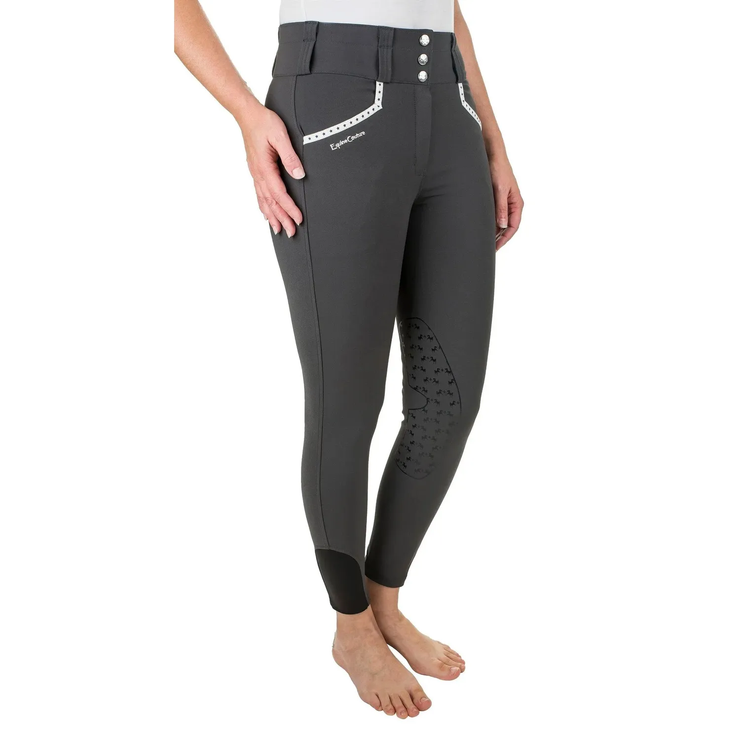 Equine Couture Nicole Knee Patch rijbroek Charcoal stretch