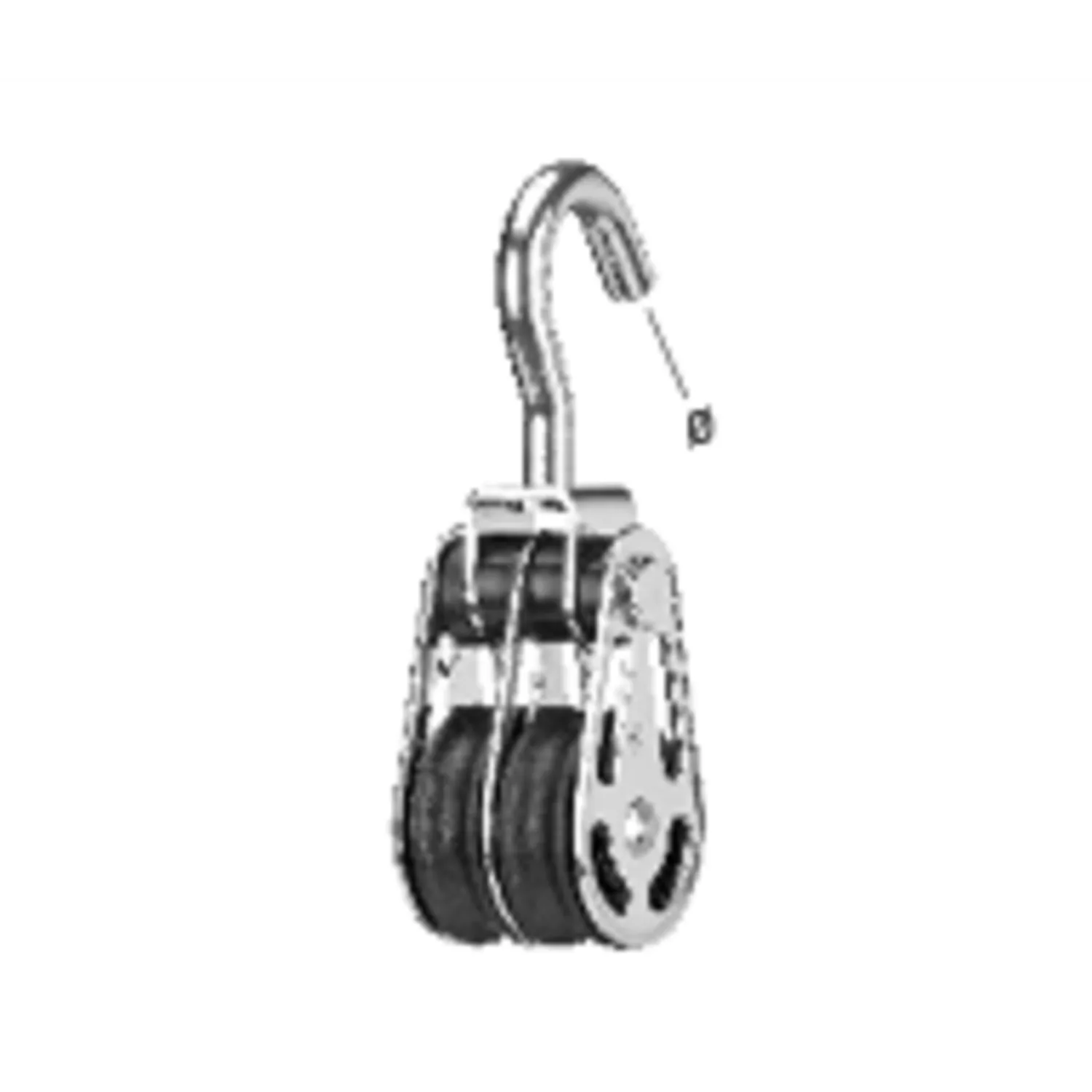 Herm Sprenger Gleitlager Blok 6 mm met Haak 2-Rols RVS