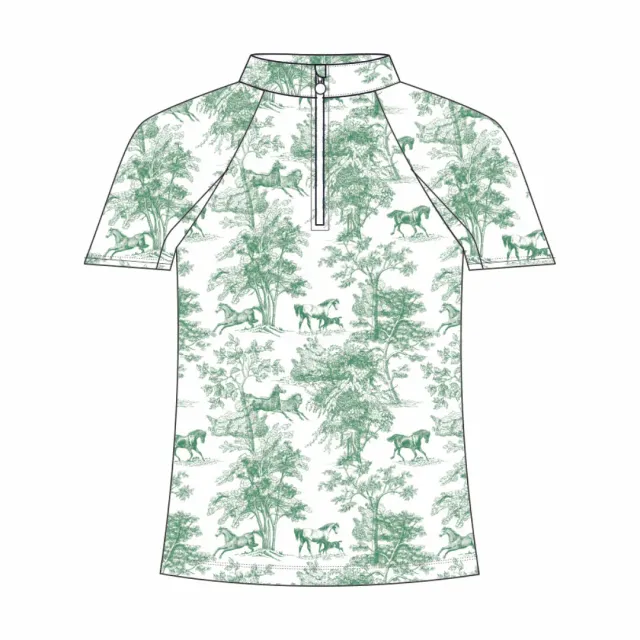 Dapplebay Toile 1/4 Zip kinder rijshirt groen