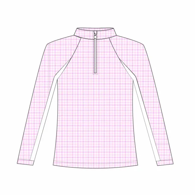 Dapplebay Kids Pink Gingham 1/4 Zip rijshirt roze wit koelend