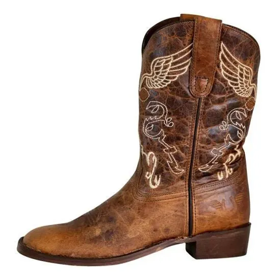 TuffRider Sequoia Cross Wing kinder western laarzen bruin leer