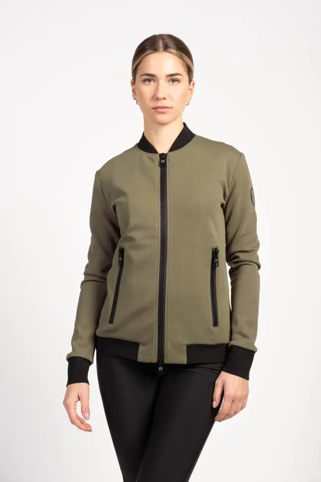 Vestrum Betelgeuse Sweater Dames Olijfgroen Katoen Rits