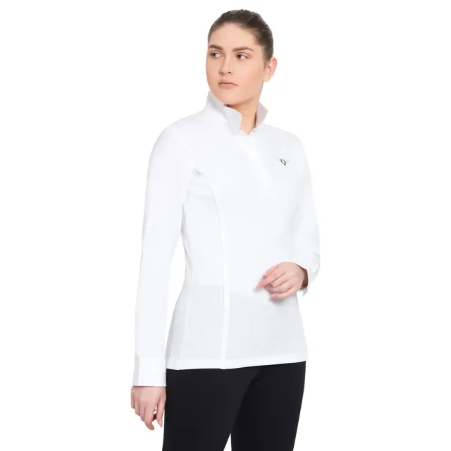 TuffRider Kirby Kwik Dry wedstrijdshirt lange mouw wit/wit