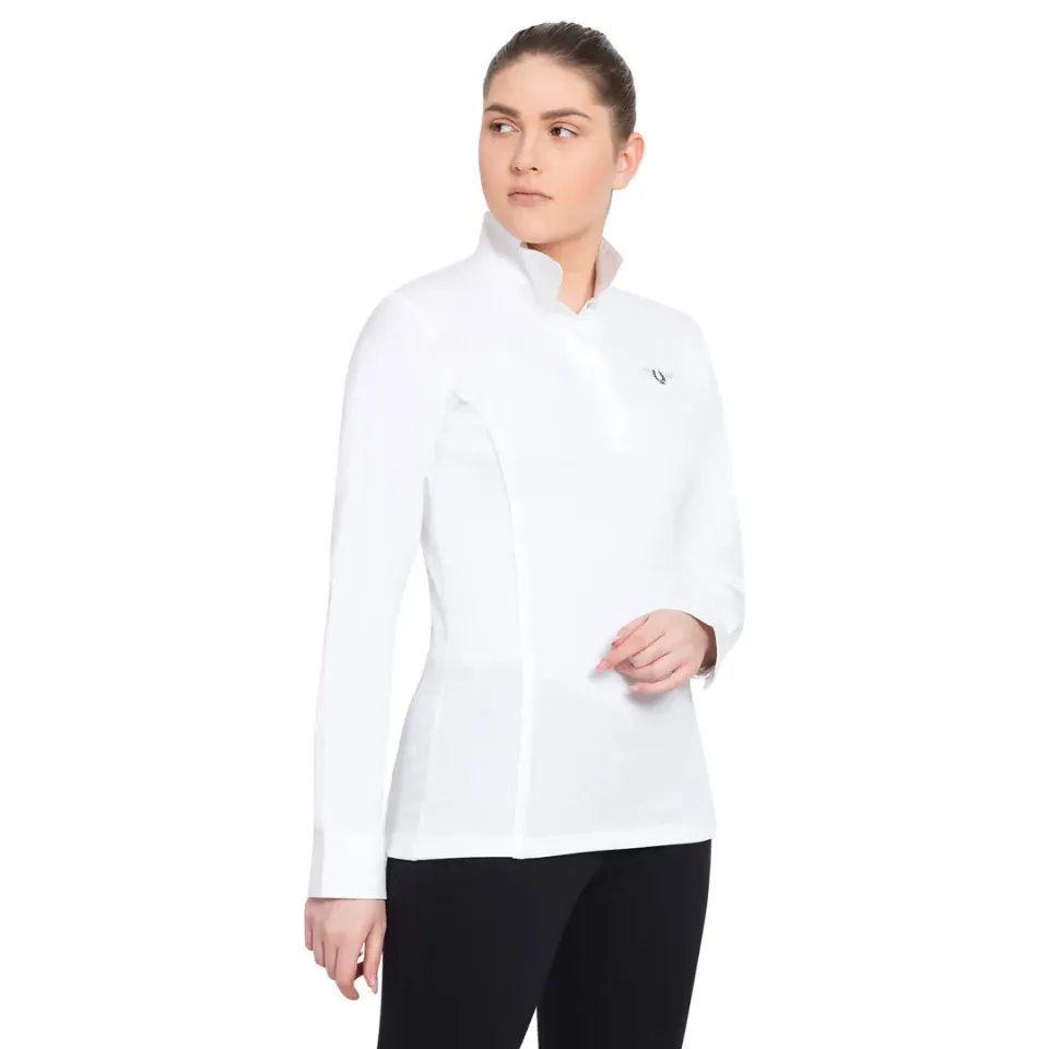 TuffRider Kirby Kwik Dry wedstrijdshirt lange mouw wit/wit