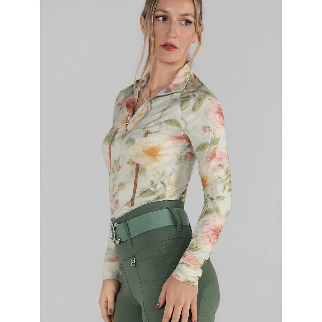 Dapplebay Vintage Floral rijshirt 1/4 zip lange mouw bloemen