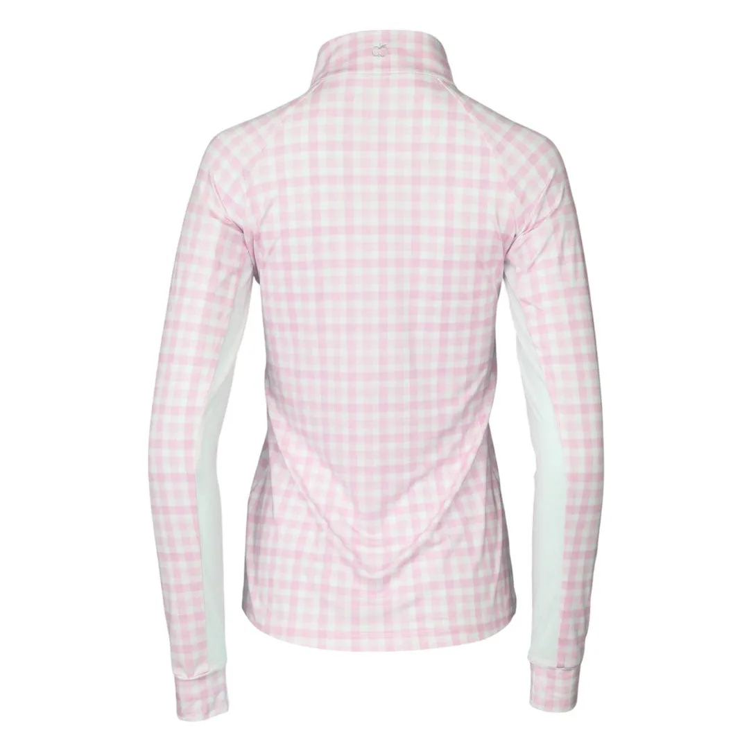 Dapplebay Gingham 1/4 zip rijshirt roze-wit 3XL ruitje