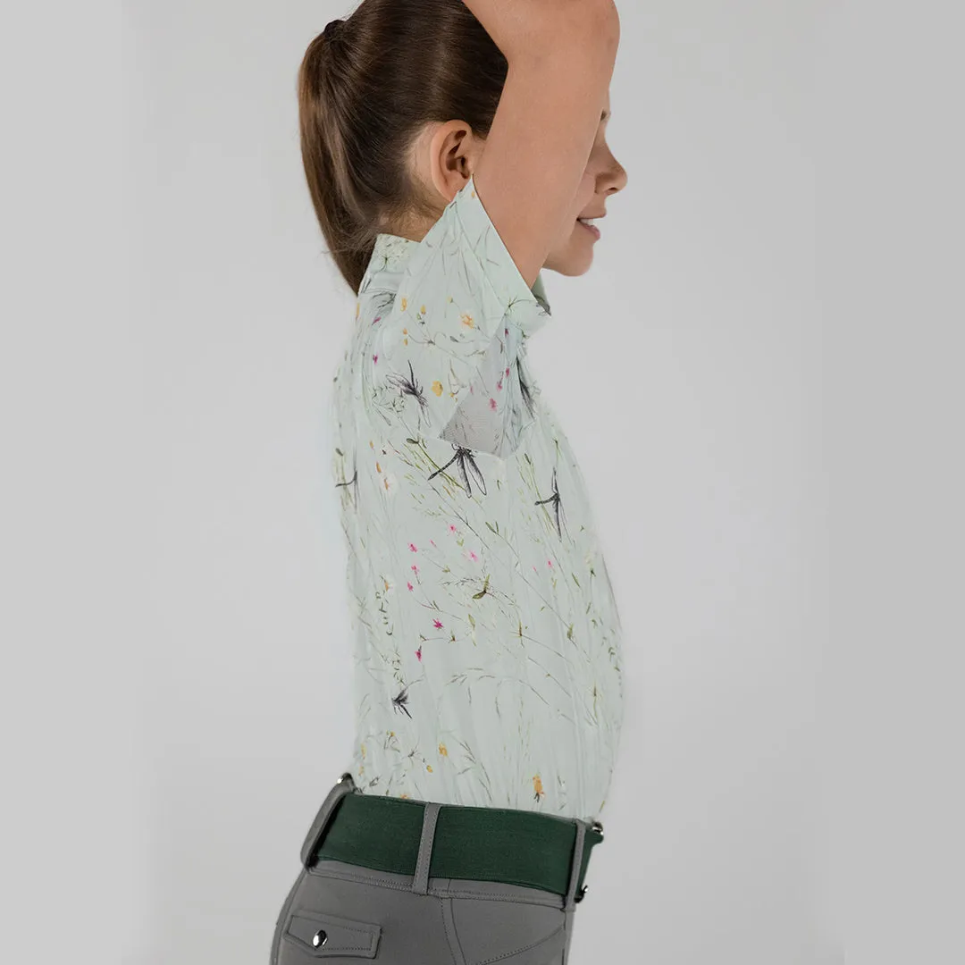 Dapplebay Dragonfly Meadow kinder rijshirt groen korte mouw