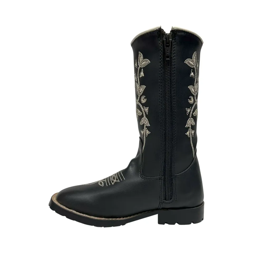 TuffRider Children's Black Floral western laars zwart bloemen
