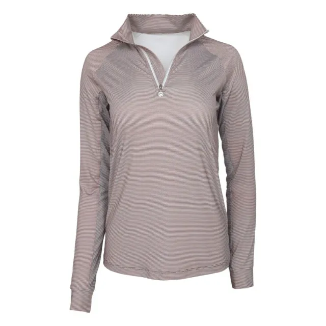 Dapplebay Stripe 1/4 Zip rijshirt Chestnut zonbescherming