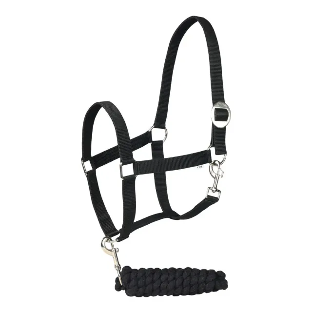 TuffRider halster met leadrope nylon zwart breakaway Cob