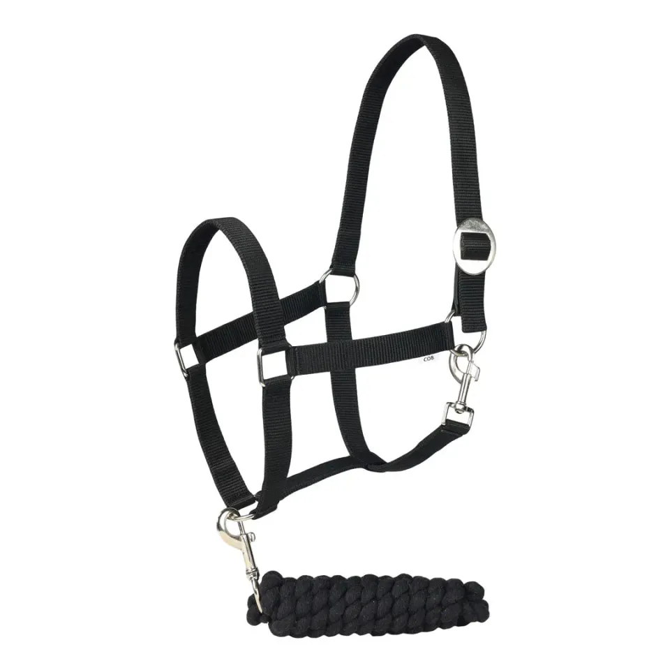 TuffRider halster met leadrope nylon zwart breakaway Cob