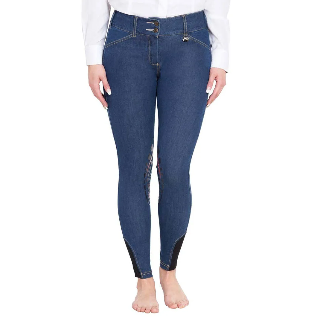 Equine Couture Calabasas rijbroek denim siliconen kniezit