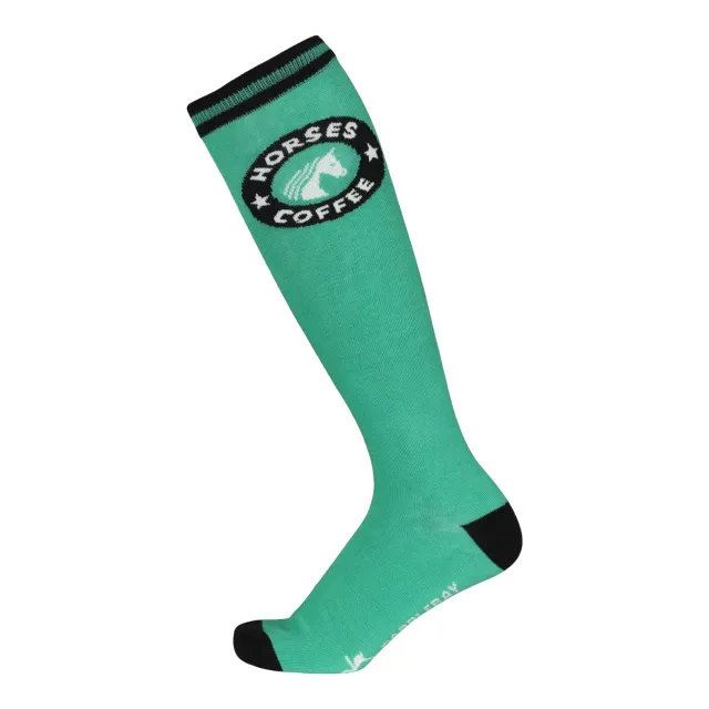 Dapplebay Horses & Coffee knit laarssokken Groen