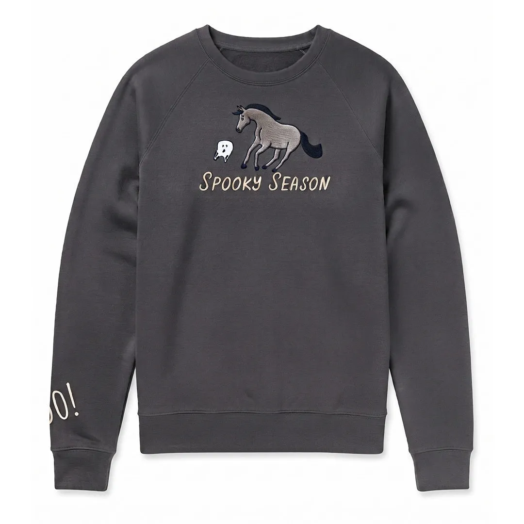Dapplebay Spooky Season kindersweater charcoal 6-7 borduur