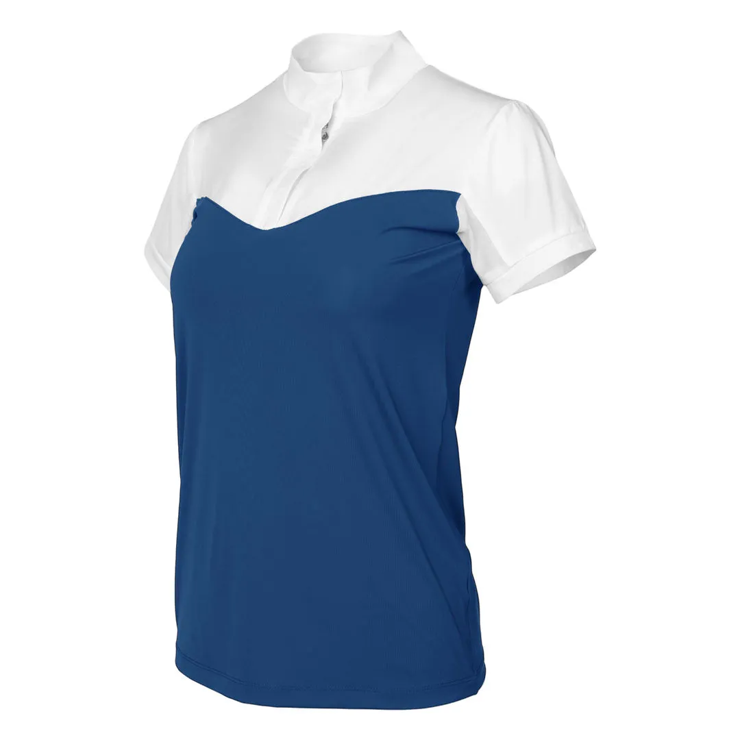 Dapplebay Lady 1/4 Zip wedstrijdshirt wit navy korte mouw