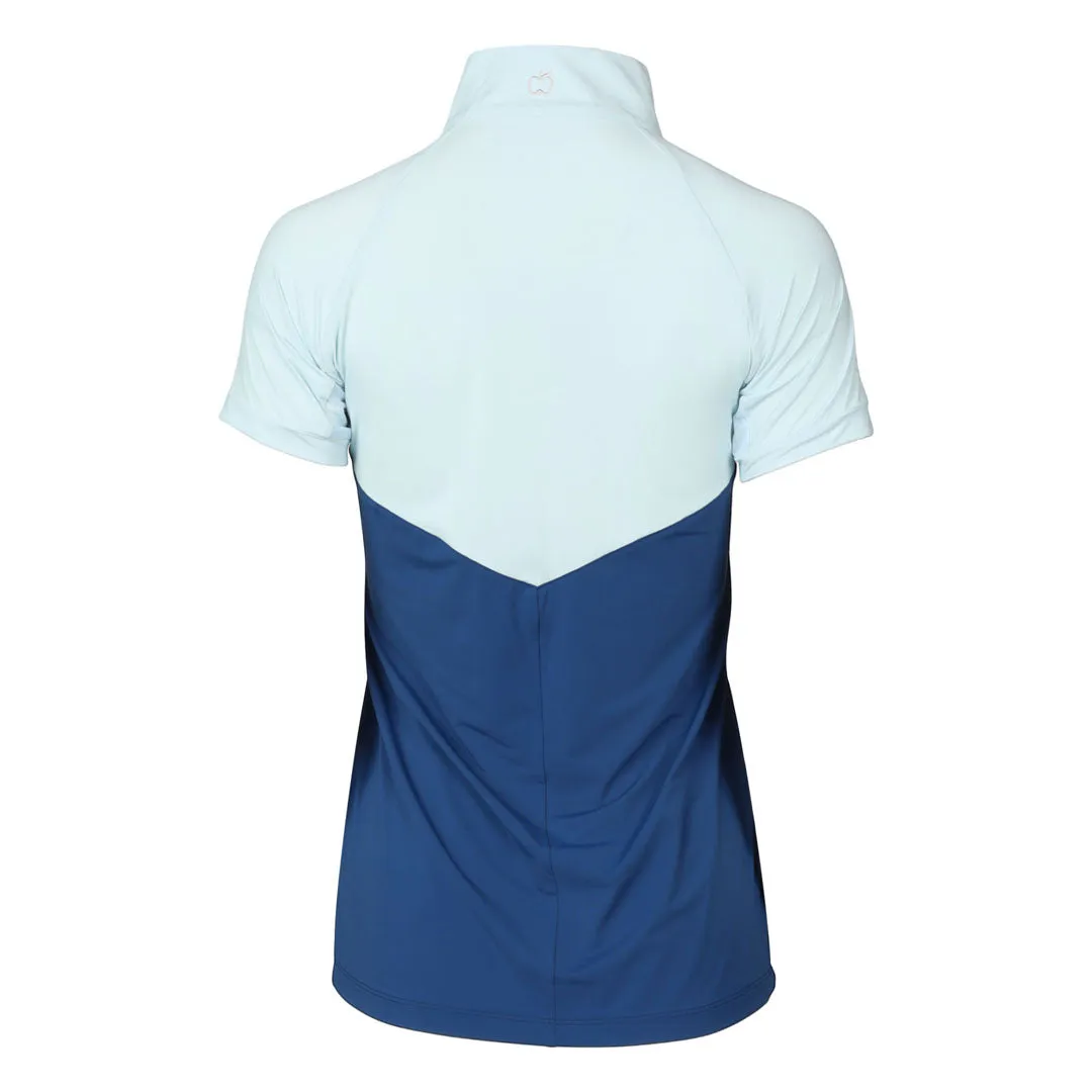 Dapplebay Lady 1/4 Zip rijshirt lichtblauw korte mouw