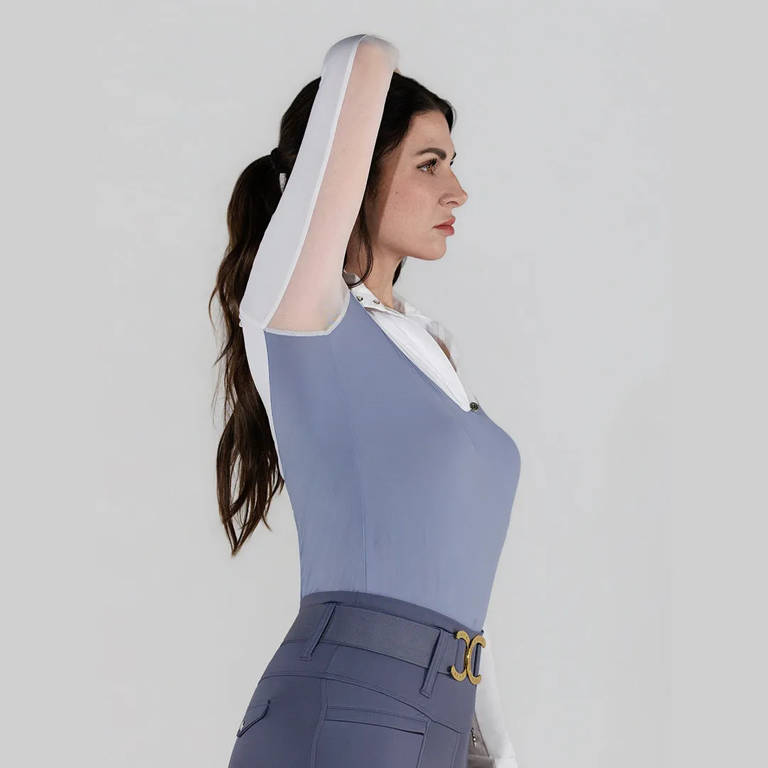 Dapplebay Lady 1/4 zip showshirt lange mouw balletroze wit
