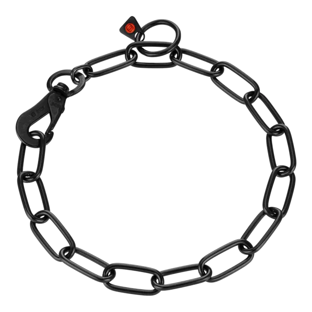 HS Sprenger Honden Halsketting RVS Zwart 4 mm Langschalmig