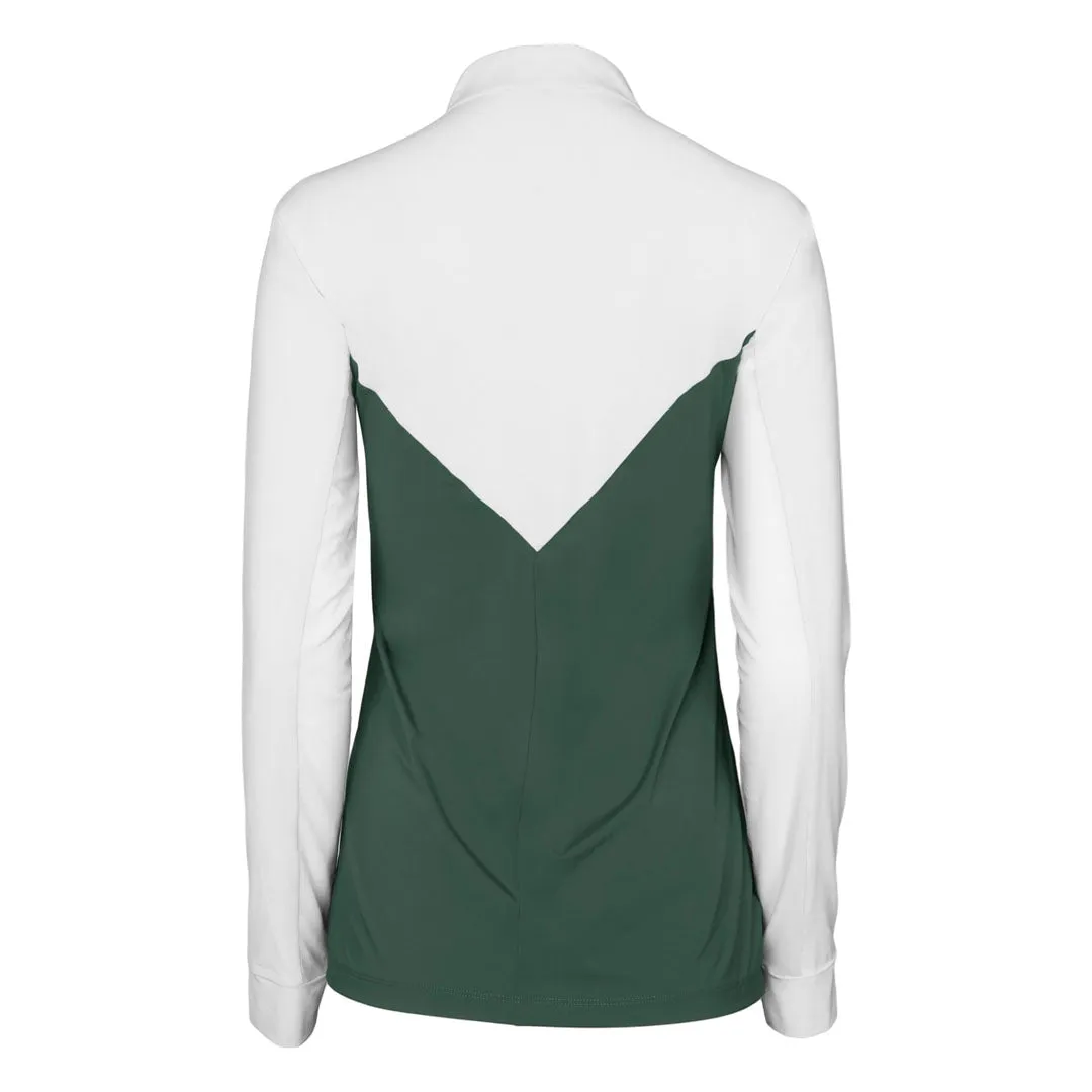 Dapplebay Lady 1/4 Zip Show wedstrijdshirt wit/evergreen
