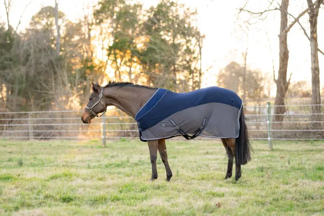 TuffRider Hybrid zweetdeken navy grijs 78 standaard hals