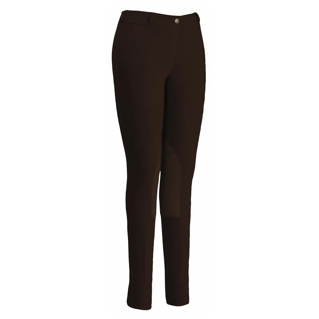 TuffRider Ladies Cotton Lowrise Pull-On Knee Patch rijbroek zwart katoen