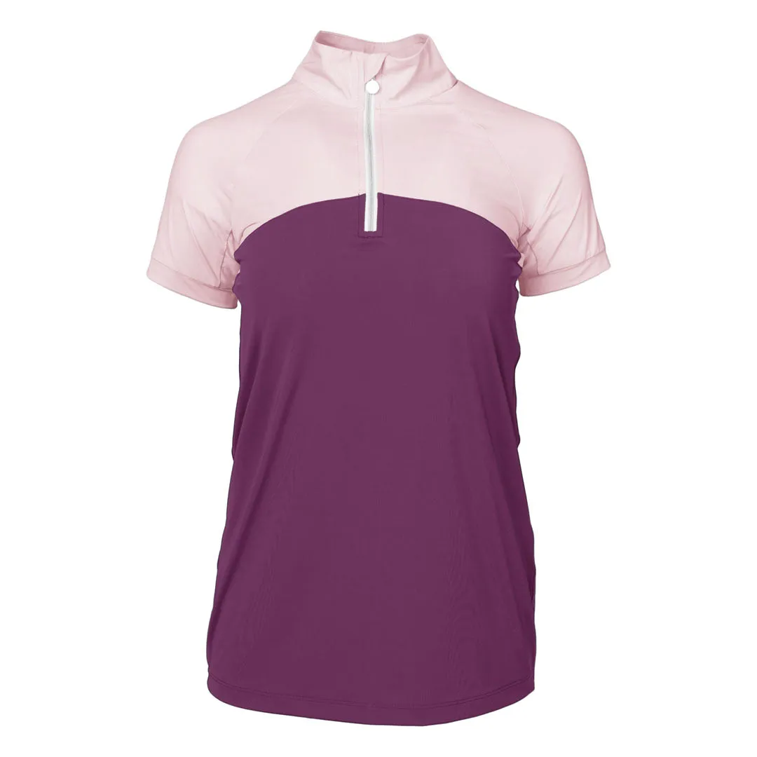 Dapplebay Lady 1/4 Zip rijshirt korte mouw Lichtroze Pruim