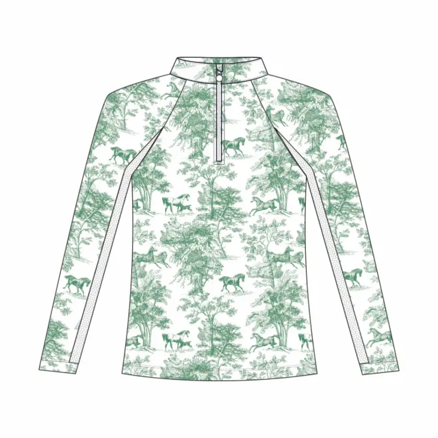 Dapplebay Equestrian Toile rijshirt 1/4 zip groen kids