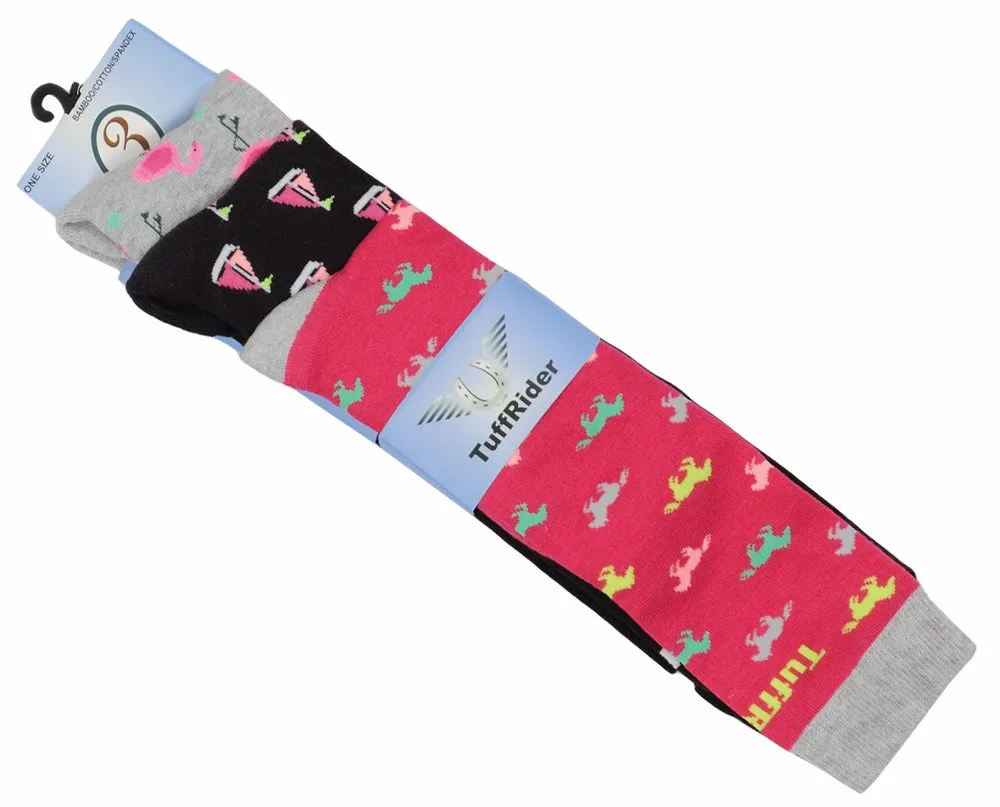 TuffRider kniekousen dames 3-pack bamboe print