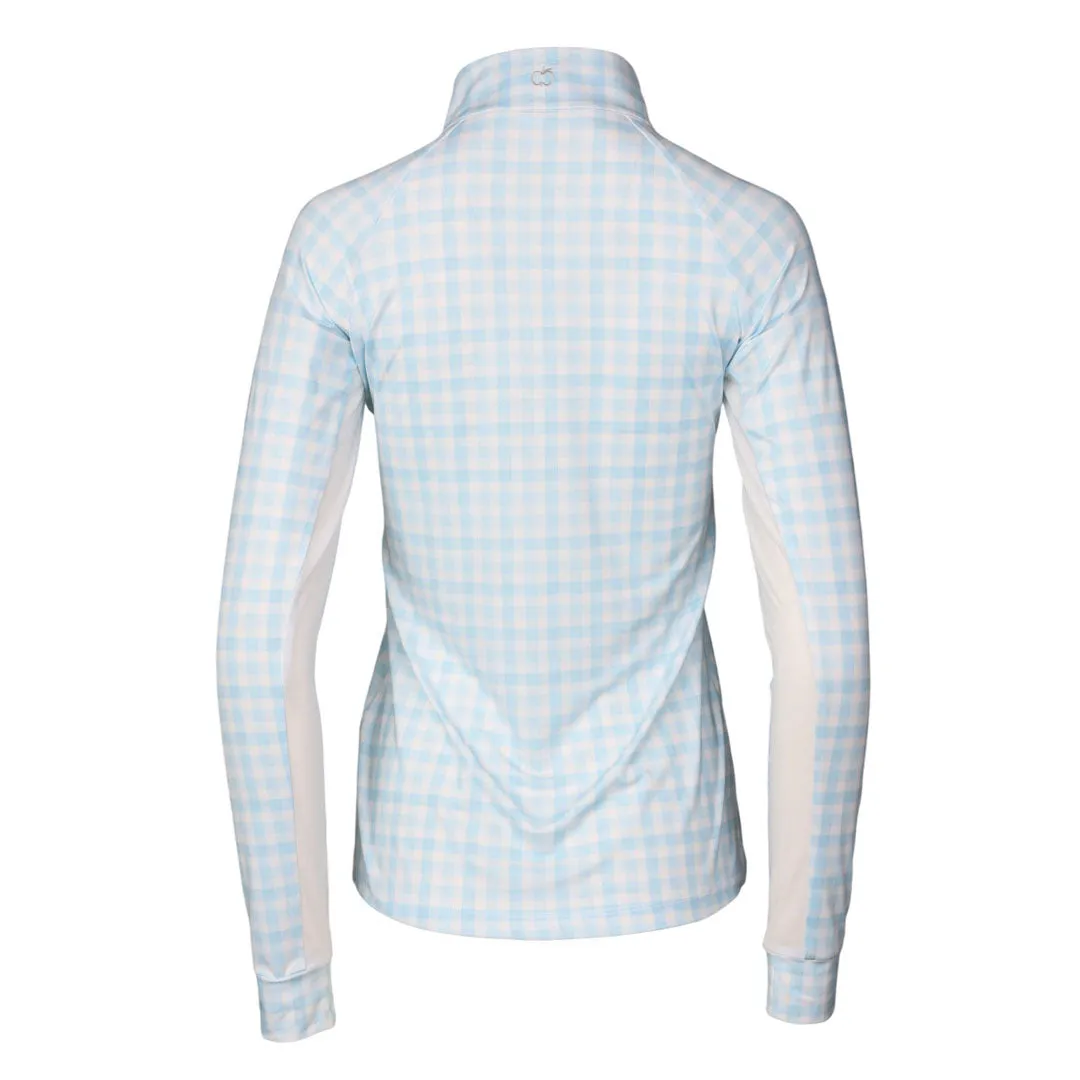Dapplebay Gingham 1/4 Zip rijtop blauw/wit ruitje licht