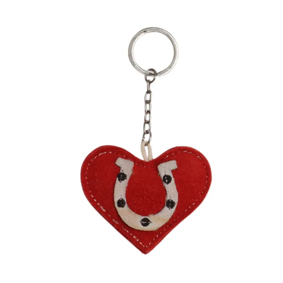 TuffRider Heart sleutelhanger rood suède STD