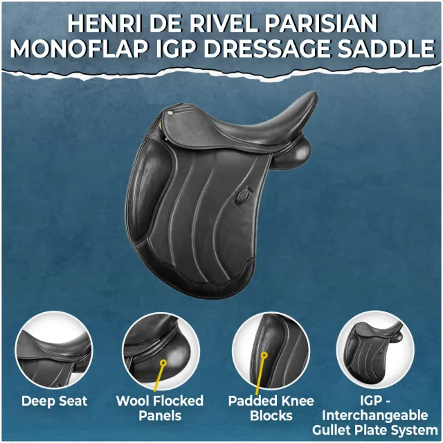 Henri de Rivel Parisian dressuurzadel monoflap 17.5 zwart