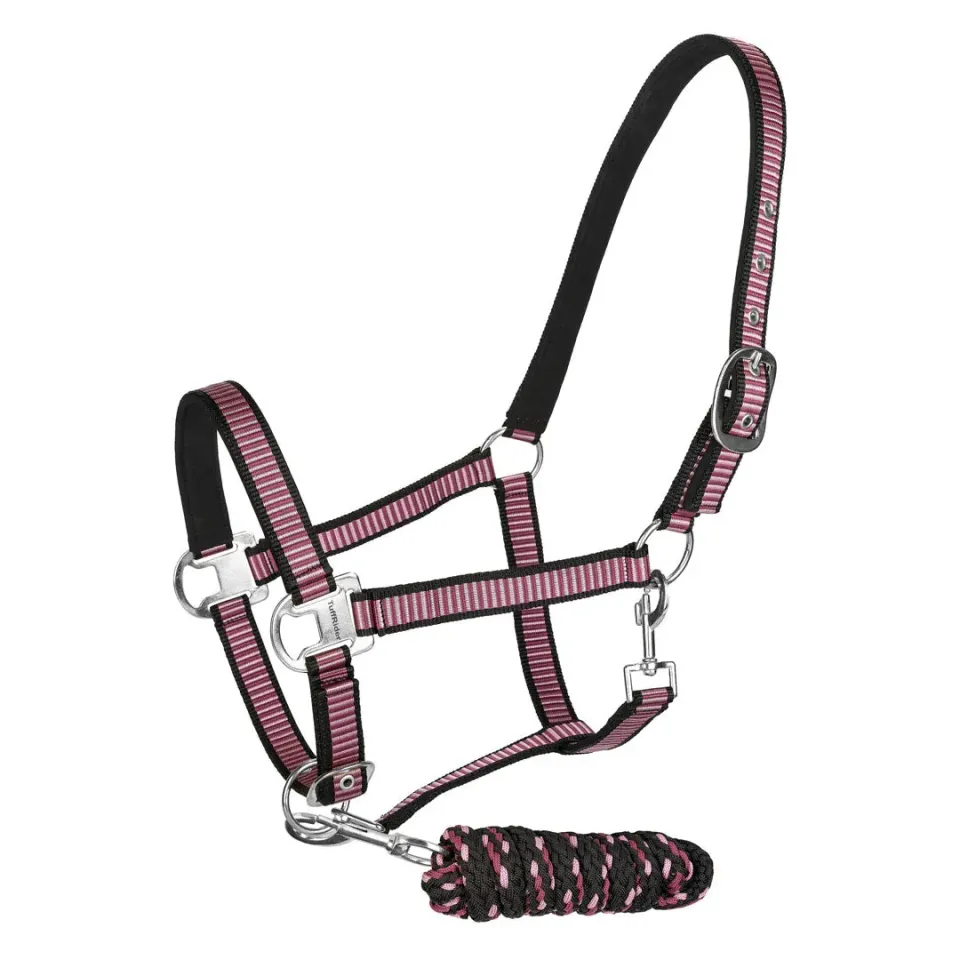 TuffRider Breakaway Nylon halster zwart-wijn met leadrope padded