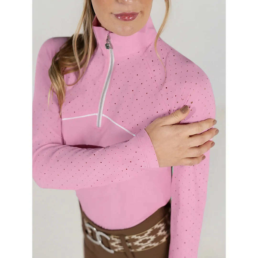 Dapplebay Lady Aircut 1/4 Zip rijtop lange mouw Ballet Pink