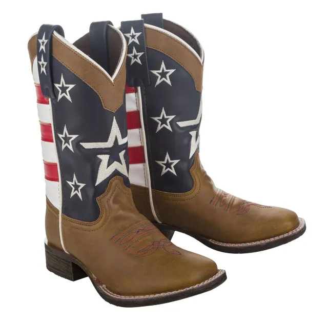 TuffRider American Cowboy peuter westernlaarzen bruin vlag