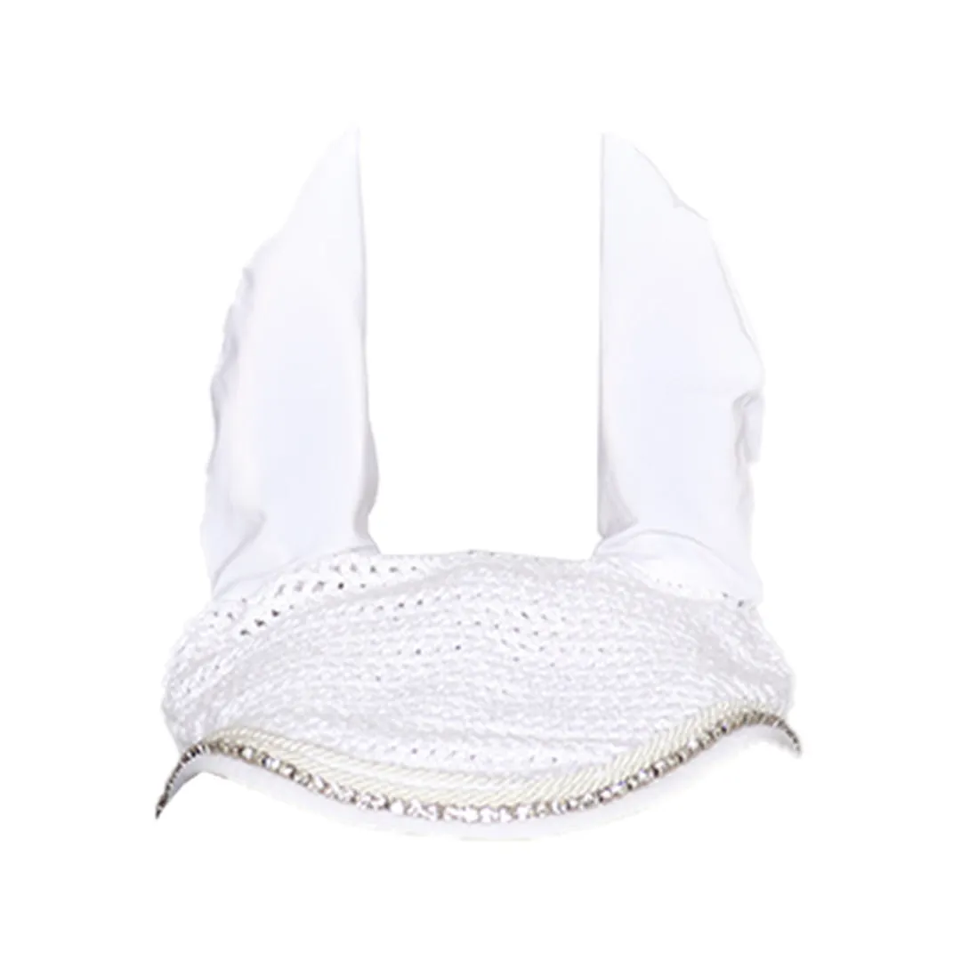 Equine Couture Rhinestone vliegenmuts zwart katoen Cob