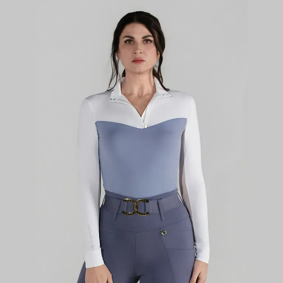 Dapplebay Lady 1/4 zip showshirt lange mouw balletroze wit