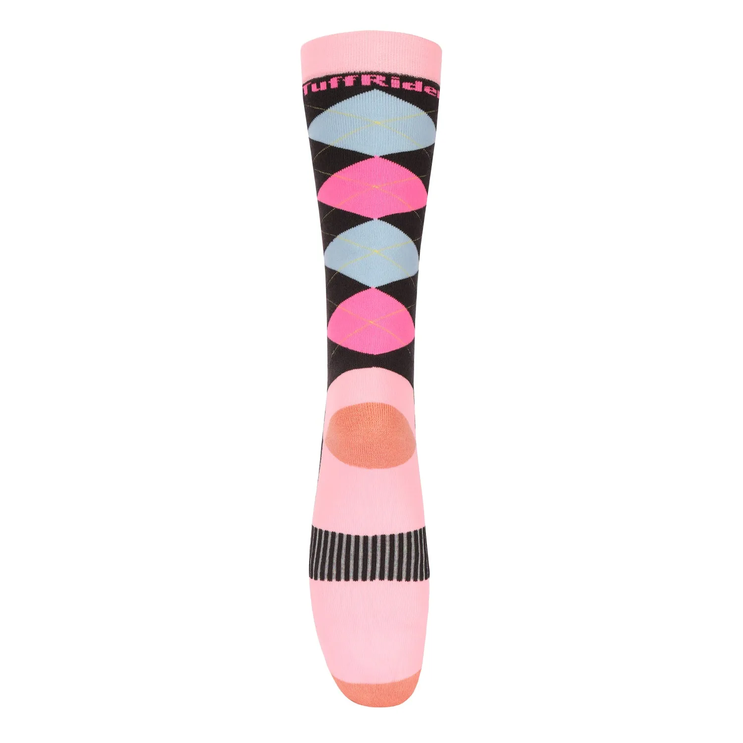 TuffRider Neon Winter Argyle paardrijsokken neon peach dik