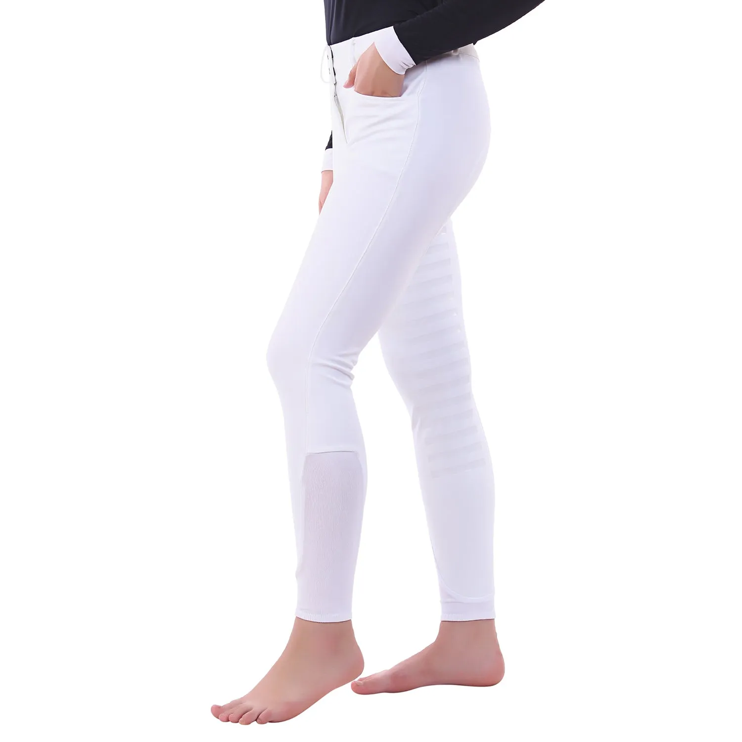 Equine Couture Techno dames rijbroek zwart kniepatches