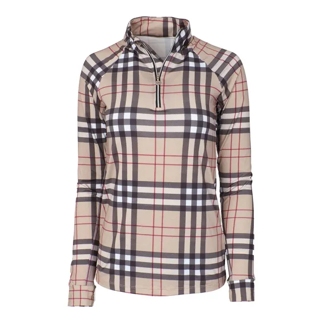 Dapplebay Holiday Plaid dames rijkleding top 1/4 rits tan