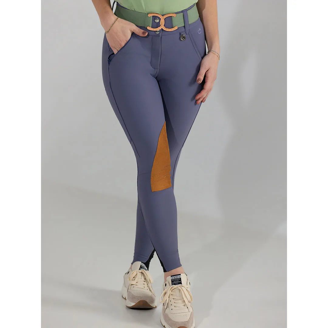 Dapplebay Sport Suede Knee Patch rijbroek paars compressie