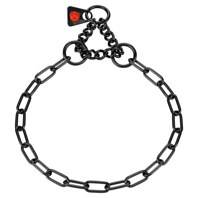 Herm Sprenger honden halsketting zwart 2,0 mm met stop