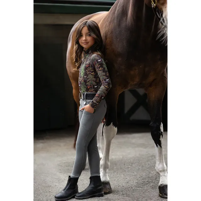 Dapplebay Autumn Toile rijshirt kids 1/4 zip dark bay