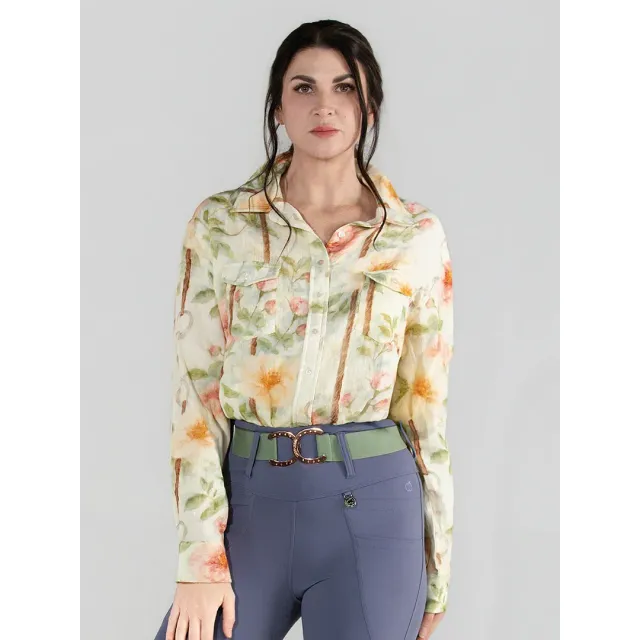 Dapplebay Breezy Button Up blouse tan vintage floral katoen