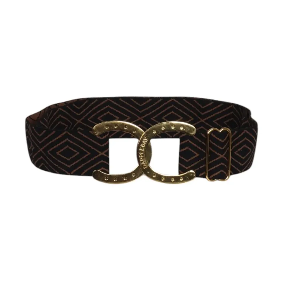 Dapplebay Horse Shoe Belt Diamond riem zwart elastisch stretch