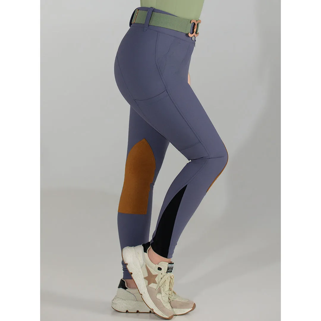 Dapplebay Sport Suede Knee Patch rijbroek paars compressie