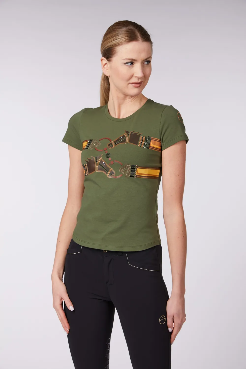 Vestrum Arborea dames T-shirt beige bi-elastic strass
