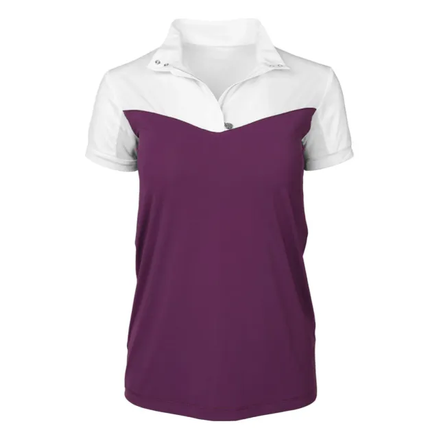 Dapplebay Lady 1/4 Zip wedstrijdshirt korte mouw wit/plum